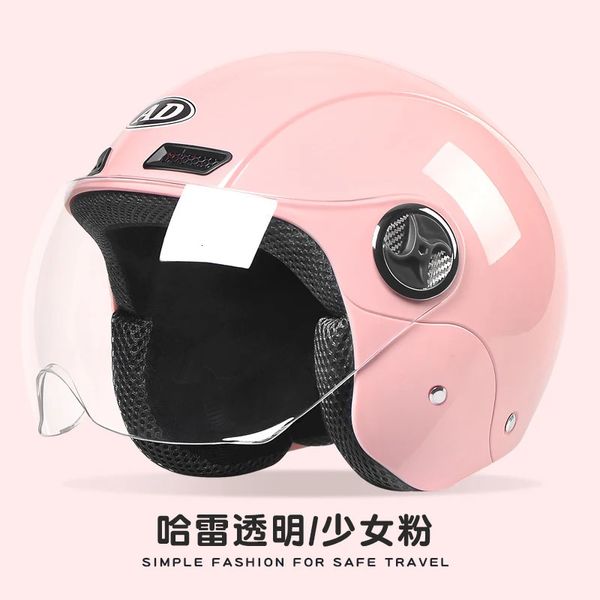 Casques de cyclisme Électrique Femmes Motoctcle Casque Cyclomoteur Avec Visières Rose Été Pour Vespa Vélo Hommes Vélo Moto Ouvert Visage Casquette De Sécurité 231012