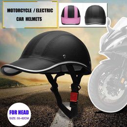 Cycling -helmen voor motorrijder Rider Gorras Hombre Casquette Homme Capacete Ciclismo Pu Leather Motorcycle Half Face Helmet Baseball Cap P230419