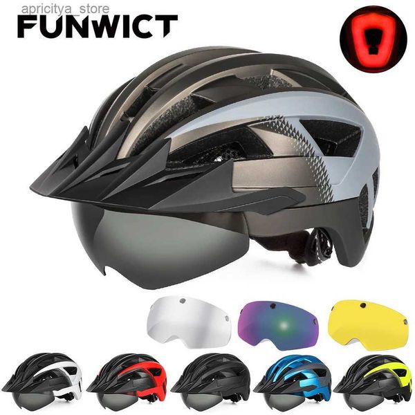 Cycling Helmets FunwicT Bicyc MTB Casco para hombres Mujeres con goggs de visera Ciclismo Cycling Scooter Scooter Motorcyc Racing Bike Helmet L48