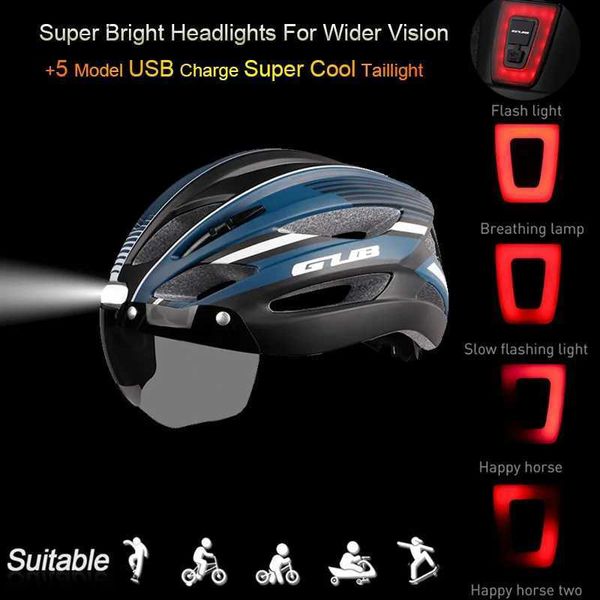 Casques de cyclisme Gub Light Casque Colaire Ultralight Mtb Road Bicyc Casques Magnetic Goggs NS Night Warning Farnight Outdoor Safety Cap L L48
