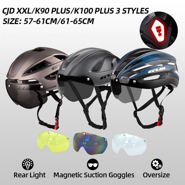 Cascos de ciclismo GUB Luz trasera Casco de bicicleta Casco de ciclismo de bicicleta de carretera con 3 lentes Adultos de gran tamaño 57-65 cm Gorra de ciclismo de montaña Casco Ciclismo 230614