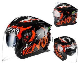 Cascos de ciclismo Casco de media cara 3/4 casco de motocicleta aprobado adecuado para mujeres casco de montar en scooter eléctrico de doble lente carcasa de ABS bicicleta x1018