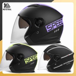 Casques de cyclisme Casque Motorcross et sécurité demi-casque descente femmes hommes moto double lentille visièreCasco De Seguridad pour vespa 231213