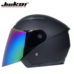 Fietshelmen Helm motorfiets open gezicht capacete para motocicleta cascos moto racing Jiekai vintage helmen met dubbele lens 231012