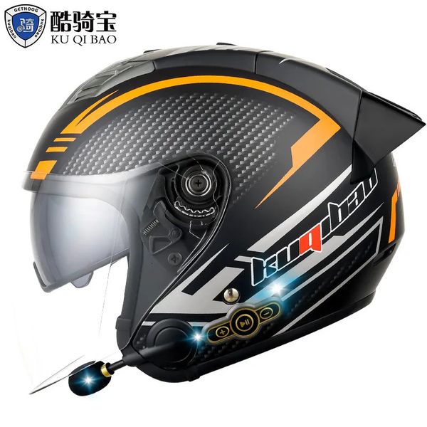Casques de cyclisme KUQIBAO casque de moto intégré Bluetooth moto Anti-buée HD lentille Motocross DOT approbation ABS Crash Casco 231114