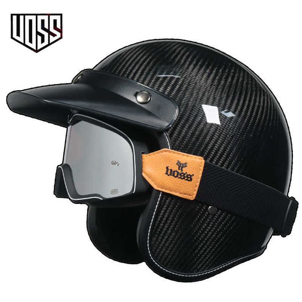 Casques de cyclisme dernier casque rétro en fibre de carbone casque de moto 3/4 face ouverte capacete vintage hommes et femmes quatre saisons demi casque L221014