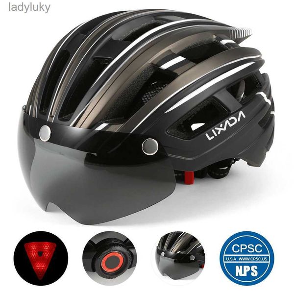 Cascos de ciclismo Lixada Casco de bicicleta LED Moutain Road USB Recargable Luz Ciclismo Casco para hombre Visera Gafas Hombres MTB Bike HeadgearL240109