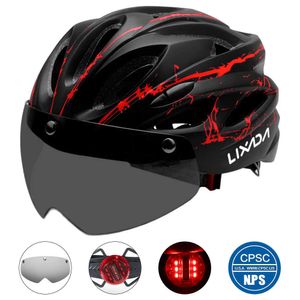 Cycling Helmets Lixada Mountain Bike Helmet Motorcycling helm met achterlicht afneembare magnetische vizier UV beschermend voor mannen vrouwen P230419