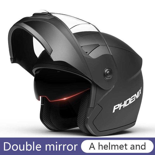 Casques de cyclisme Casque de moto de voiture électrique mâle et femelle quatre saisons universel double casque ouvert face à l'arrière double miroir de sécurité T221107