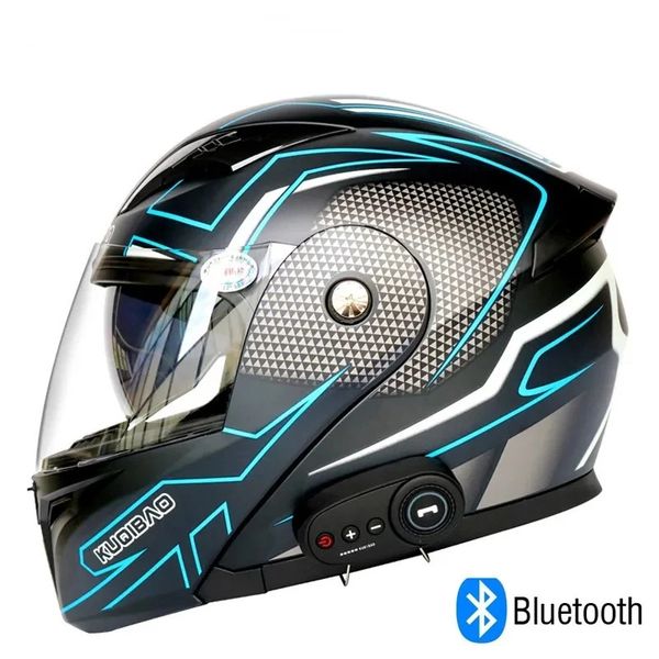 Casques de cyclisme Casque de moto pour hommes intégral Bluetooth plus longue Endurance Anti-buée étanche double lentille Cool Sports DOT approuvé 231013