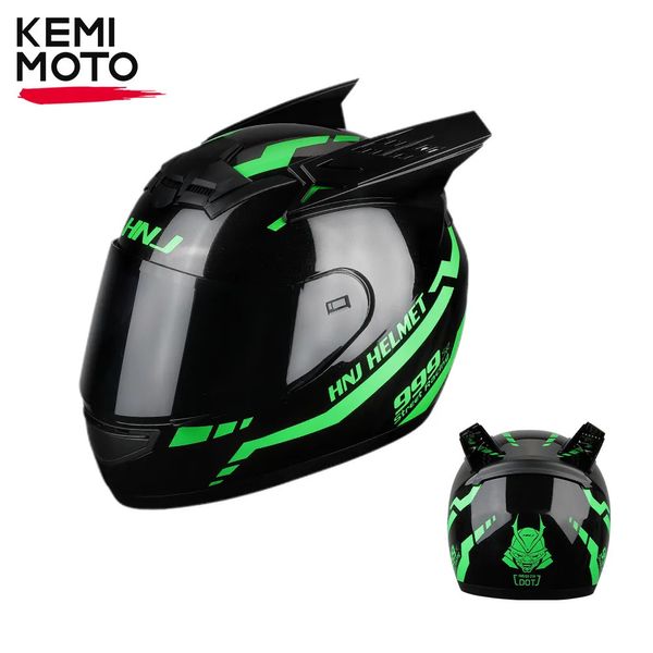 Casques de cyclisme Casque de moto intégral hommes sécurité certification DOT professionnel motocross été respirant avec corne coin moto 231113