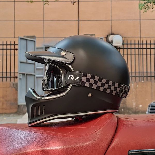 Casques de cyclisme Moto casque intégral casco moto Vintage Chopper rétro capacité de motocicleta 231113