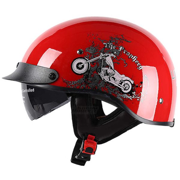 Cascos de ciclismo Casco de motocicleta Media cara Vintage Retro Scooter alemán Hombres Casco 4 Tamaño Cabeza Protección de seguridad Equipo Moto Casco de choque T221107