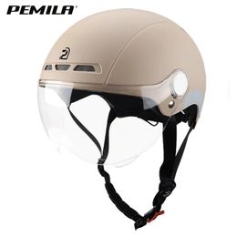 Casques de cyclisme PEMILA hommes femmes casque de cyclisme avec lunettes lentille casque de vélo vtt vélo de route autocollant réfléchissant e-bike moto casque de vélo 231207