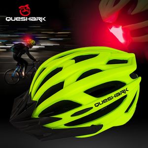 Cascos de ciclismo QUESHARK Hombres Mujeres Casco ultraligero Led Luz trasera MTB Bicicleta de carretera Bicicleta Motocicleta Montar con seguridad Gorra con visera 230717