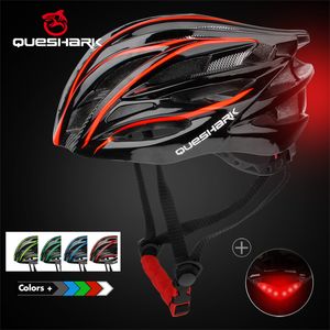 Fietshelmen QUESHARK Mannen Vrouwen Ultralight Helm Led Achterlicht MTB Racefiets Fiets Motorrijden Geventileerde Veilig Cap 230605