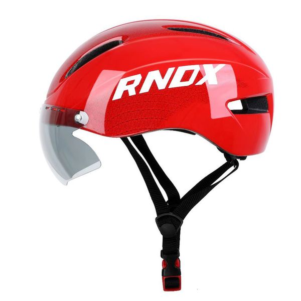 Casques de cyclisme RNOX Aero casque tt contre la montre casque de cyclisme hommes femmes lunettes course route casque de vélo avec lentille Casco Ciclismo équipement de vélo 230828