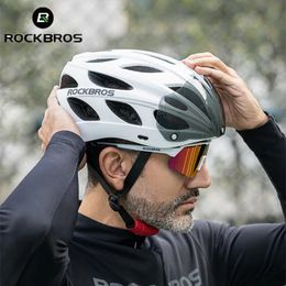 Casques de cyclisme ROCKBROS 58-65 cm casque de vélo hommes femmes lunettes casque de vélo chapeaux de sécurité visière lentille ultraléger vtt route cyclisme casques 231124