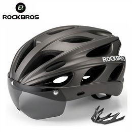 Cascos de ciclismo ROCKBROS Casco de bicicleta Hombres EPS Integrallymolded Transpirable Mujeres Gafas Lente Aero MTB Road Bike 230728