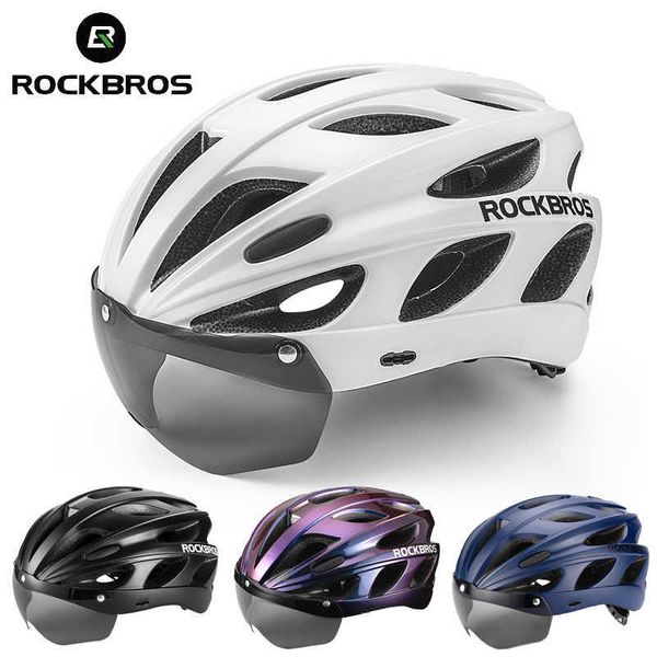 Cascos de ciclismo ROCKBROS PlusSize Bicyc Helmet Goggs Dual Mode MTB Road Bike Helmet Sunglass Safety Scooter Helmet Men Ciclismo Equipment HKD230626