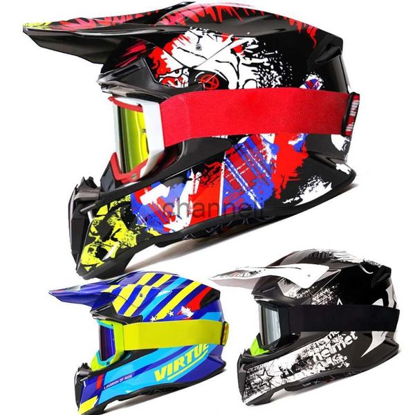 Cascos de ciclismo Casco de motocicleta de seguridad casco de motocicleta todoterreno con gafas ATV casco de carreras todoterreno DOT capa femenina x1018