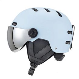 Cascos de ciclismo Casco de esquí Deportes de nieve a prueba de viento con gafas de protección para los oídos Monopatín integralmente moldeado Snowboard Seguridad 240124 Drop D OTJGD