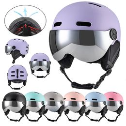 Casques de cyclisme Casque de ski avec cache-oreilles détachable Hommes Femmes Lunettes de snowboard Sangle fixe Sécurité Ski Sports 231023