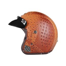 Casques de cyclisme Soldat Rétro Casque Moto Casco Para Moto Accessoires Saisons Moto Demi-Casque Cuir 3/4 Casque Casco Moto 5552 T221107