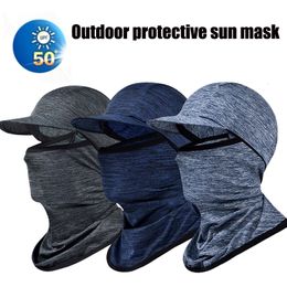 Casques de cyclisme Crème solaire Visage Couverture Sun Hood Chapeau Protection UV Soie de glace Couvre-chef pour hommes Femmes Escalade Course à pied 230926