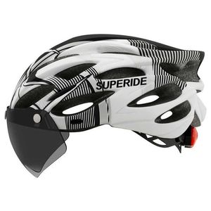 Cycling helmen superide 3 in 1 fietsenhelm met achtergrondverlichting bril Visor Aero Mountain Bike Road Bike Helmet Unisex MTB fietshelm P230419