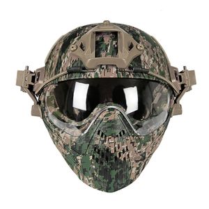 Casques de cyclisme Masque de casque intégral tactique avec lunettes Armée Wargame CS Paintball Tir Combat Protection Casque Accessoires de chasse 230728