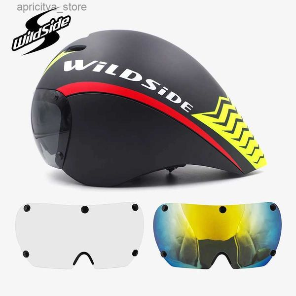 Cycling Helmets TT Ciclismo Ciclismo NS Goggs Triatlón Tri Aero Road Bike Casco Timetrial Race Bicyc Hombres Casco Ciclismo Accesorios L48