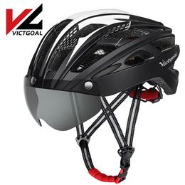 Casques de cyclisme VICTGOAL adultes casque de vélo vélo avec lunettes magnétiques détachables sécurité LED feu arrière hommes femmes 230825