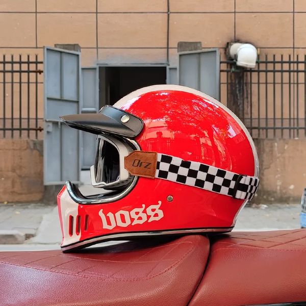 Casques de cyclisme Vintage café racer casque de moto intégral rétro casco de moto DOT approuvé Capacete Jet helm moto 231012