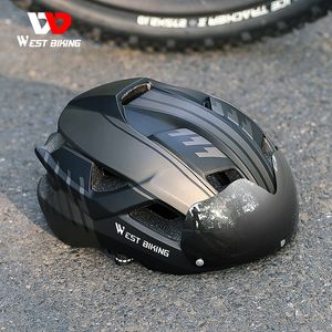 Casques de cyclisme WEST BIKING hommes femmes casque avec feu arrière lunettes pare-soleil lentille vélo vtt vélo de route EBike moto 230830