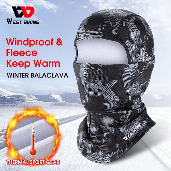 Casques de cyclisme Ouest vélo hiver casquettes plein visage tactique cagoule masque chaud polaire camouflage hommes chapeau vtt vélo de route thermique Sport Gear 231023