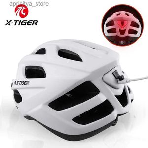 Cycling Helmets X-Tiger Cycling Helmet Man Women D Light Helmet Road Mountain Bike Helmet BicyC Helmet Rechargeab Brim Design Helmet L48