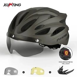 Casques de cyclisme Xunting casque de vélo avec lumière LED respirant taille réglable EPS intégralement moulé vtt vélo de route 231213