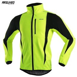 Cycling Jackets ARSUXEO hommes hiver cyclisme veste thermique polaire vélo Jersey coupe-vent imperméable Softshell manteau vélo veste réfléchissant 231216