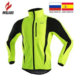 Vestes De Cyclisme ARSUXEO Hiver Warm Up Veste De Cyclisme Polaire Thermique Vélo VTT Vêtements De Vélo De Route Coupe-Vent Imperméable Long Jersey 230313