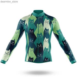 Fietsen Jassen Fiets jersey heren CARTOON CAT fiets top MTB fietsshirt bergweg fietskleding zomer lange mouwen fietsjack24329