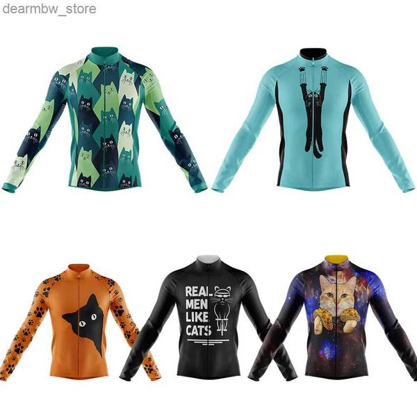 Vestes de cyclisme CARTOON CAT à manches longues maillots de cyclisme hommes été respirant montagne route vélo hauts 2023 nouvelle mode Aero manches longues vestes24329