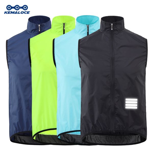 Chaquetas de ciclismo KEMALOCE Chaleco de ciclismo Viento Azul marino Hombres Chaleco de bicicleta sin mangas Negro Ligero al aire libre a prueba de viento MTB Deportes Chaleco de viento 230821