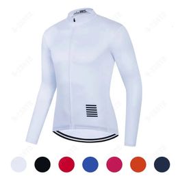 Vestes à cyclistes Chôture des maillots blancs à manches longues blanches