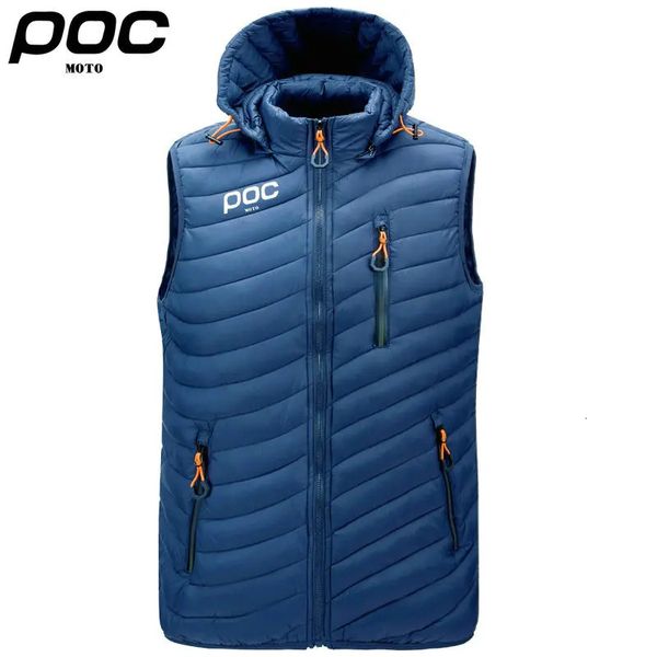 Cycling Jackets Hommes sans manches vers le bas gilets solide à capuche gilet Moto POC cyclisme vestes mâle hiver décontracté poches gilet coupe-vent veste 231201