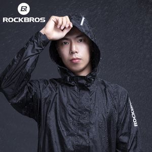 Cycling Jackets ROCKBROS Cycling Waterproof Jacket Men Breathable Reflective Hooded Raincoat Waterproof Outdoor Sport Windbreaker European Size 230921