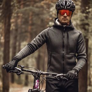 Vestes de cyclisme Santic hommes vestes de cyclisme thermique décontracté cyclisme à capuche sport manteau brossé unisexe épaissir garder au chaud coupe-vent 9C01102 231216