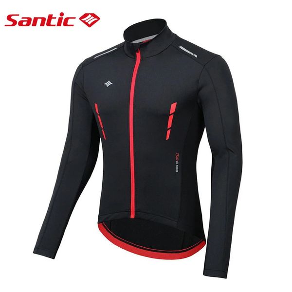 Santic hiver cyclisme vestes pour hommes polaire thermique réfléchissant manteau vélo coupe-vent Jersey garder au chaud respirant coupe-vent 231216