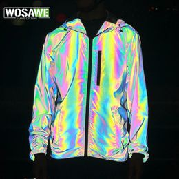 Jaquetas de ciclismo Wosawe Bicicleta Jaqueta Homens Primavera Verão Full Reflexivo Windbreaker Mulheres Resistente à Água Road Bike Wear Ciclismo Long Jersey 231204