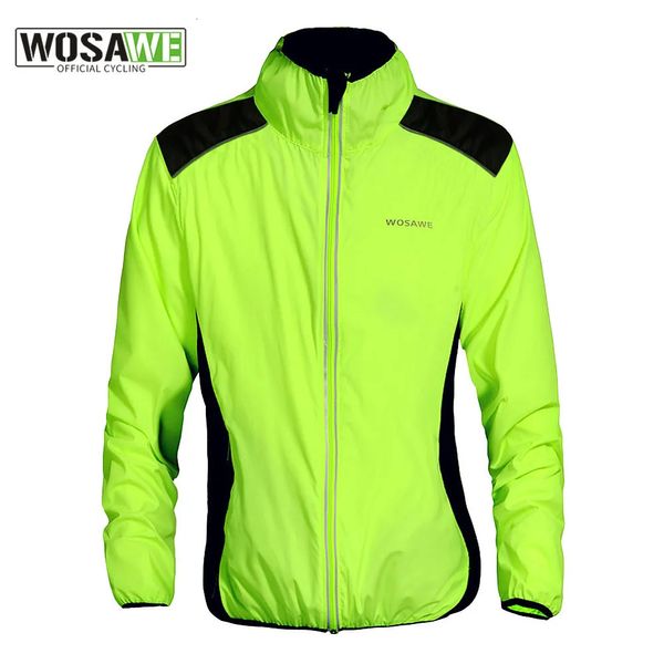 WOSAWE veste de cyclisme réfléchissant Motocross vélo vélo manteau de pluie coupe-vent à manches longues Jersey vêtements de sport vert 231216